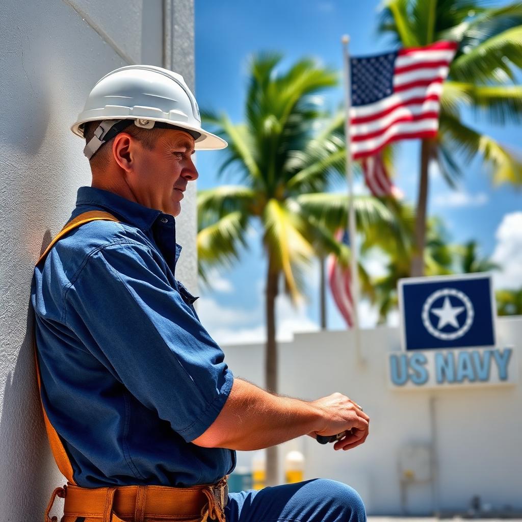Maintenance technician working on a US Navy base in the Florida Keys